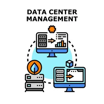 Data center management system optimizing digital information Stock Illustration