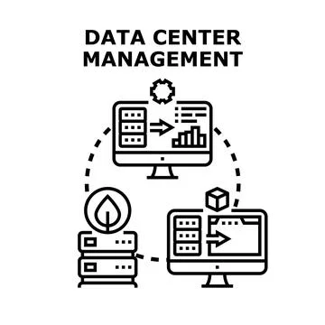 Data center management system optimizing digital information Stock Illustration