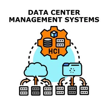 Data center management systems concept managing information infrastructure Stock Illustration