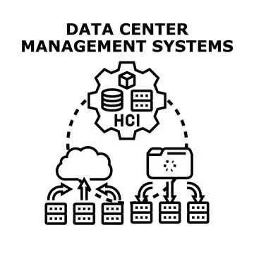 Data center management systems concept managing information infrastructure Stock Illustration