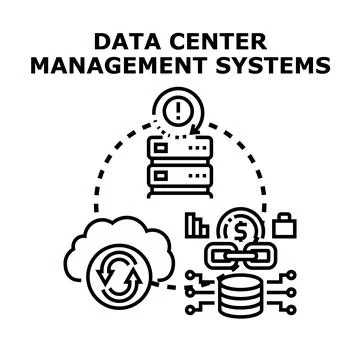 Data center management systems integrating cloud computing operations Stock Illustration