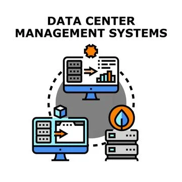 Data center management systems integrating analytics and processing Stock Illustration