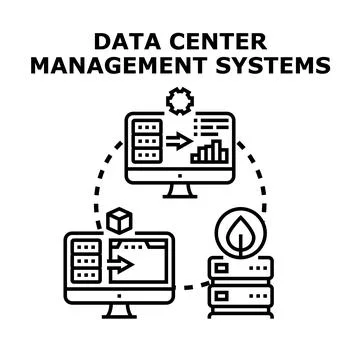 Data center management systems integrating analytics and processing Stock Illustration