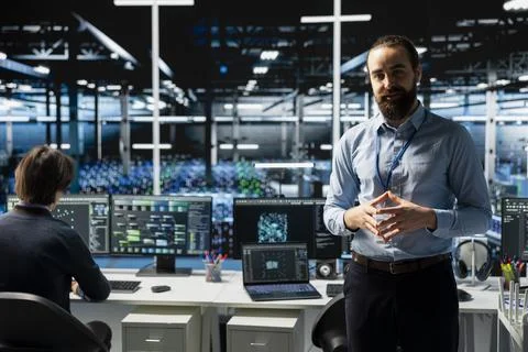 Data center manager presents AI tech to shareholders Stock Photos