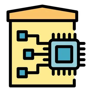 Data center managing electronic components and processing information Stock Illustration