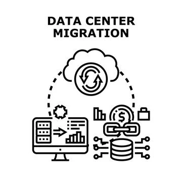 Data center migration moving computing infrastructure to cloud 스톡 일러스트