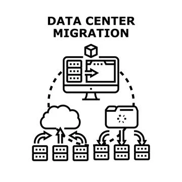 Data center migration process cloud computing infrastructure 스톡 일러스트
