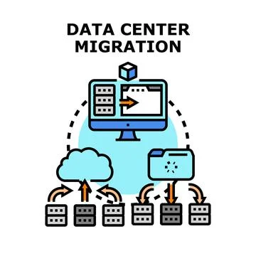 Data center migration process cloud computing infrastructure Stockillustratie