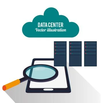 Data center mobile phone cloud search Stock Illustration