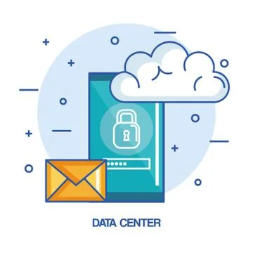 Data center mobile phone email cloud technology hosting Stock Illustration