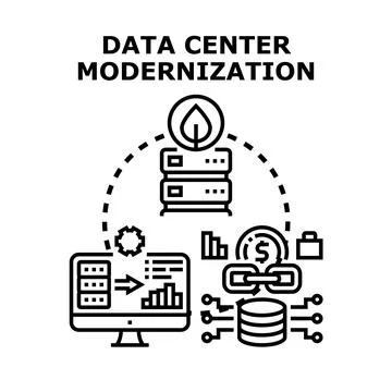Data center modernization concept illustrating secure digital transformation イラスト素材