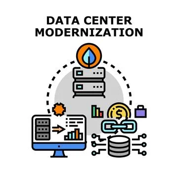 Data center modernization concept illustrating secure digital transformation Stock Illustration