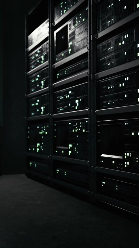 Data center with multiple rows of fully operational server racks Vidéo 274277897