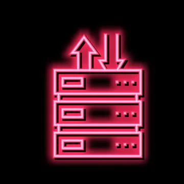 Data center neon glow icon illustration Stock Illustration