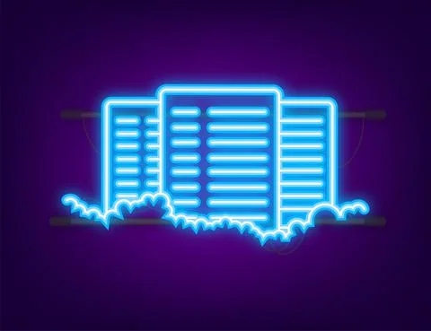 Data center. Neon icon. Mainframe service concept banner, server rack. Server 스톡 일러스트