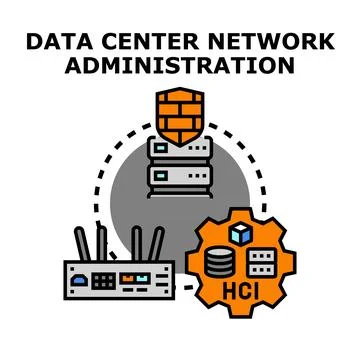 Data center network administration and security concept Stock Illustration