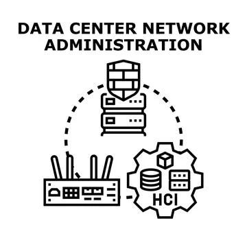 Data center network administration and security concept Stock Illustration