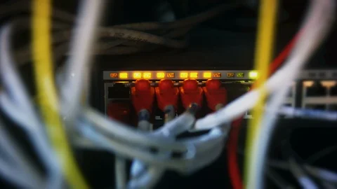 Data Center Network Connections - Network Light - Server Data Connection - Flash Stock Footage 96281040