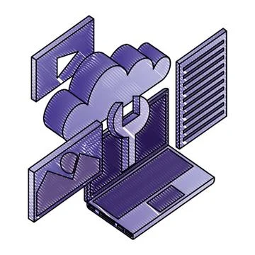 Data center network icons Illustrazione stock