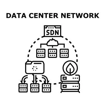 Data center network infrastructure and information technology concept Stock Illustration