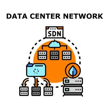 Data center network infrastructure and information technology concept Stock Illustration