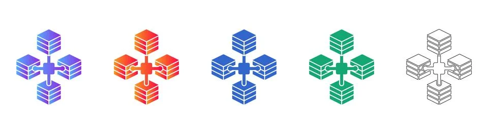 Data Center Network Infrastructure Icons Stock Illustration