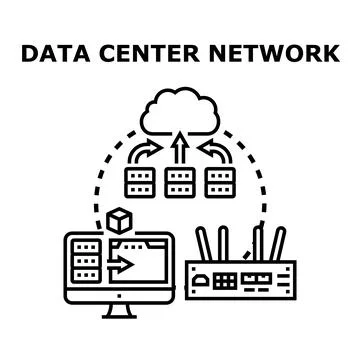 Data center network processing cloud computing infrastructure operations イラスト素材