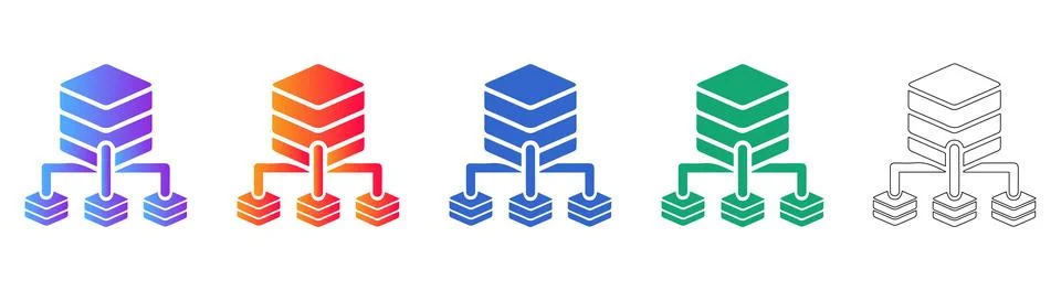 Data Center Network Server Icons Stock Illustration