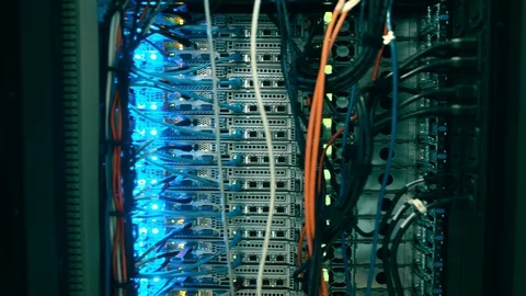 Data Center Network Switch Blue Stock Footage