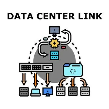 Data center networking connecting information storage and processing Stock Illustration