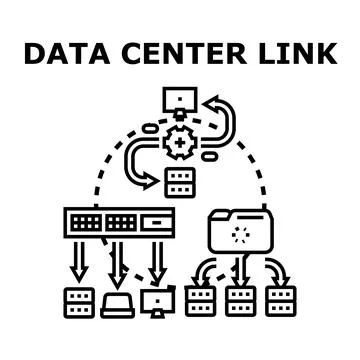Data center networking connecting information storage and processing Stock Illustration