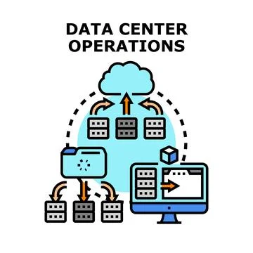 Data center operations management and cloud computing Stock Illustration