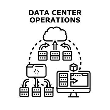 Data center operations management and cloud computing Stockillustratie