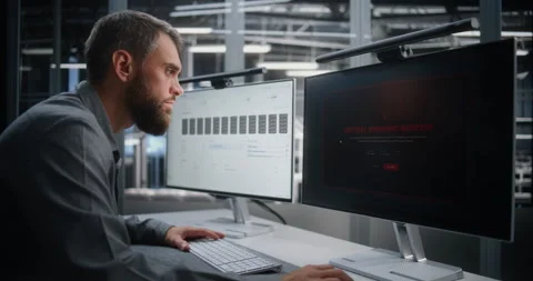 Data Center Operations Specialist Managing Critical Heat Alert Across Server Stock Footage 344967002