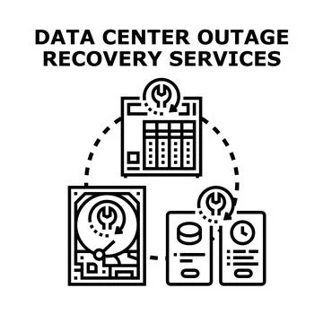 Data center outage recovery services concept Stock Illustration