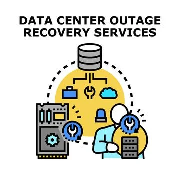 Data center outage recovery services concept illustration Stock Illustration