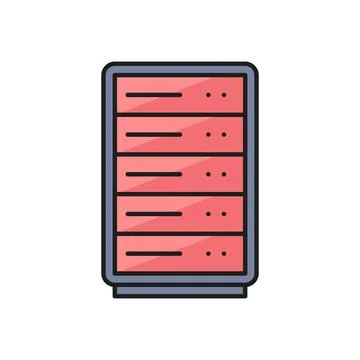 Data center outline icon with computer server Illustrazione stock