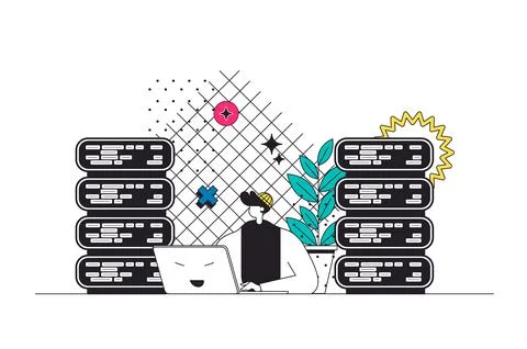 Data Center Outline Illustration Stockillustratie