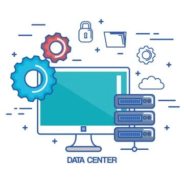 Data center pc network server communication connection technology Stock-Illustration