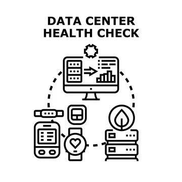 Data center performance health check internet monitoring Stock Illustration