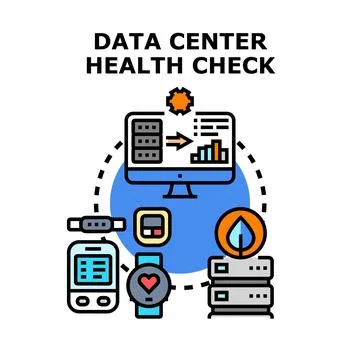 Data center performance health check internet monitoring Stock Illustration