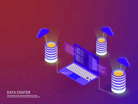 Data Center platform concept, isometric illustration of three database or s.. Stock Illustration