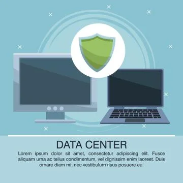 Data center poster with informaton Illustrazione stock