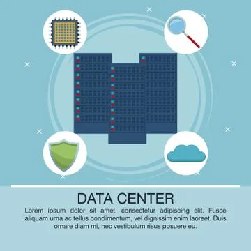 Data center poster with informaton Stock Illustration