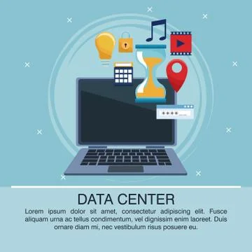 Data center poster with informaton Stock Illustration