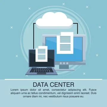 Data center poster with informaton 스톡 일러스트