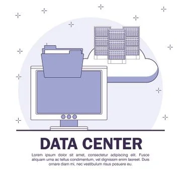 Data center poster with informaton Illustrazione stock
