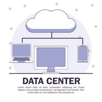 Data center poster with informaton Illustrazione stock