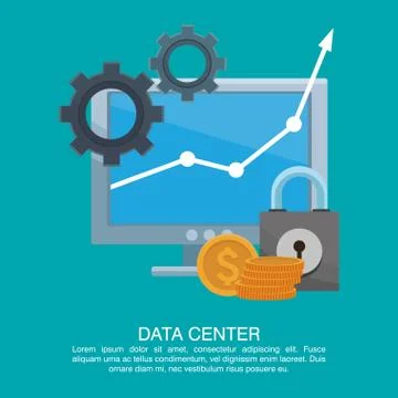 Data center poster with informaton Illustrazione stock
