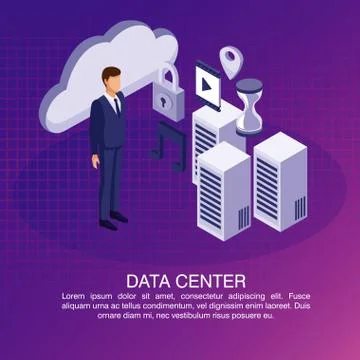 Data center poster with informaton イラスト素材